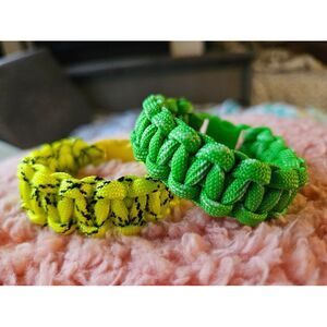 Handmade paracord bracelet bundle green & yellow‎